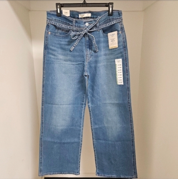 Signature by Levi Strauss Denim - 73 LEVI'S STRAUSS SIGNATURE HERITAGE BELTED WIDE LEG MID RISE JEANS 12/31
